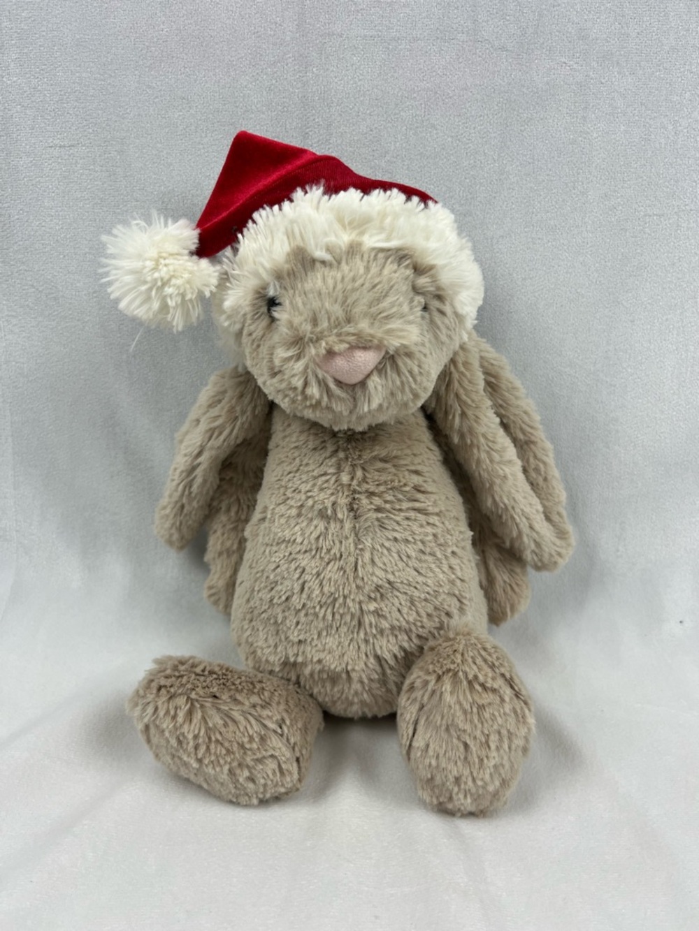 Jellycat Christmas Santa Hat Bashful Bunny Beige Medium 12" Plush Rabbit Retired